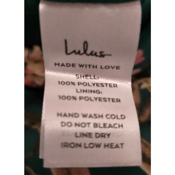 Lulu's Seasonal Bliss Emerald Floral Satin Strapless Mini Dress XS - Picture 4 of 6